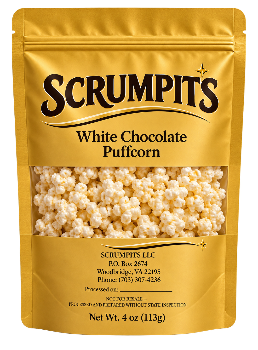 SCRUMPITS White Chocolate Puffcorn bag